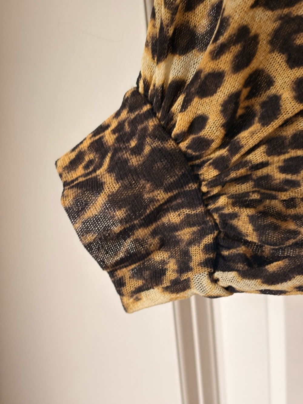 Jean Paul Gaultier Leopard Print Ruffle Open-Front Mesh Top Cardigan - Picture 12 of 12